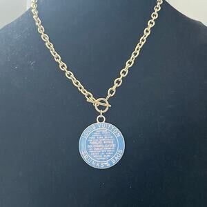 Louis Vuitton Blue Trunks & Bags Charm Pendant on an 18” Gold Plated Chain